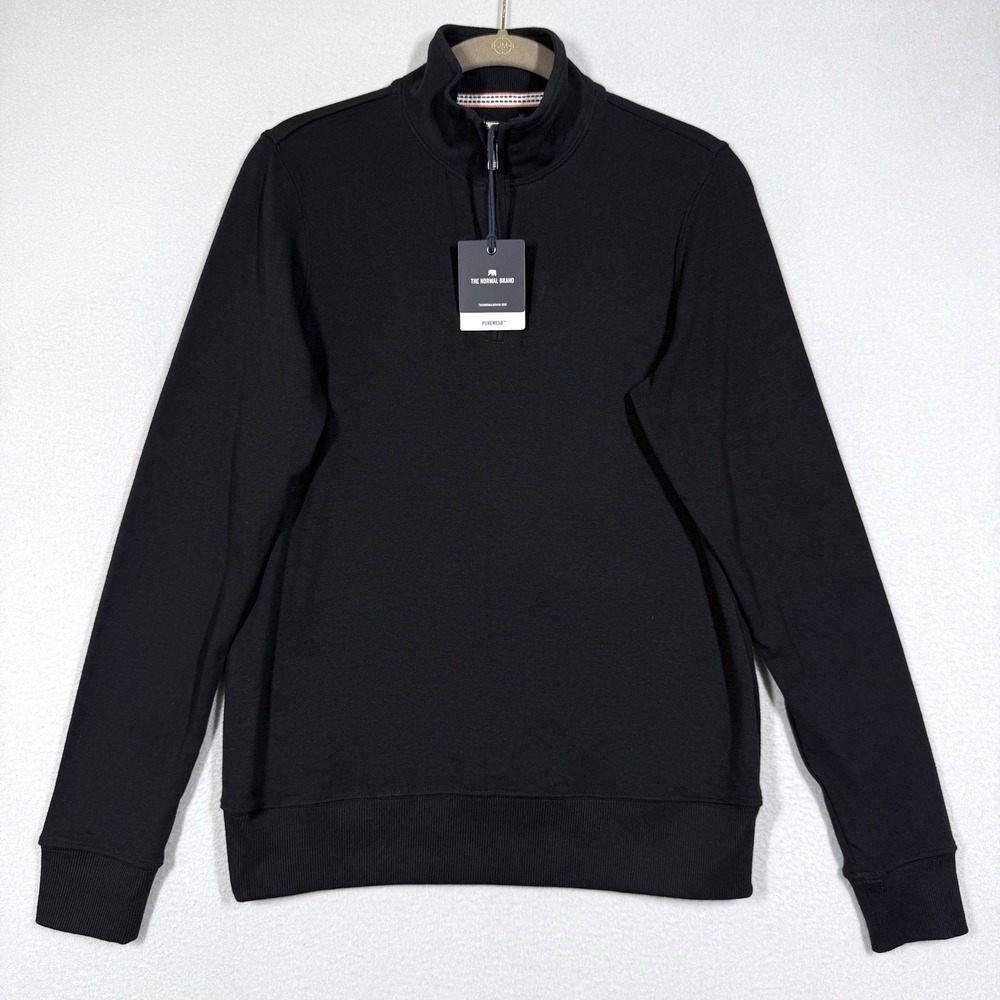 The Normal Brand Top Women XS Puremeso Weekend Quarter 1/4 Zip Sweater Black NWT